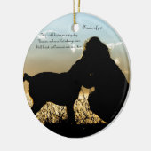 Hond en vrouw op zonsondergang keramisch ornament (Links)