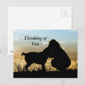 Hond en Vrouw Zonsondergang Silhouet Briefkaart (Voorkant / Achterkant)