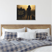 Hond en Vrouw Zonsondergang Silhouet Canvas Afdruk (Insitu (Slaapkamer))