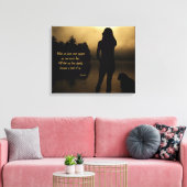 Hond en Vrouw Zonsondergang Silhouet Canvas Afdruk (Insitu (Woonkamer))