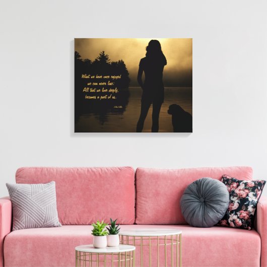 Hond en Vrouw Zonsondergang Silhouet Canvas Afdruk (Insitu (Woonkamer))