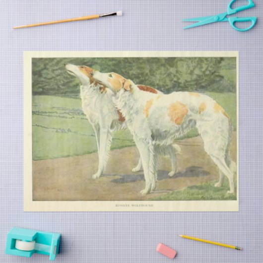 hond Ephemera Decoupage Russische Wolfshonden Tissuepapier (Craft)