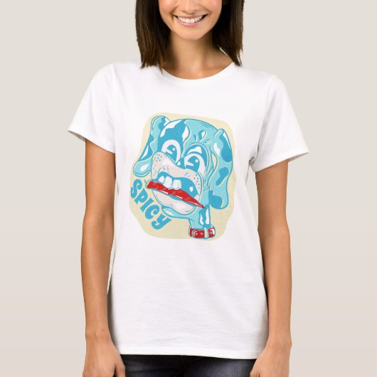Hond eten hete chili peper t-shirt (Voorkant)