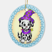 Hond feeën tovenaar  keramisch ornament (Links)