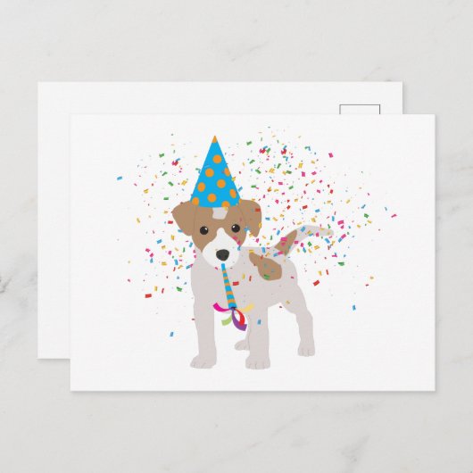 Hond Feest - Dieren Puppy Die een Feest Heeft Briefkaart (Voorkant / Achterkant)