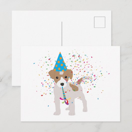 Hond Feest - Dieren Puppy Die een Feestje Geeft Briefkaart (Voorkant / Achterkant)