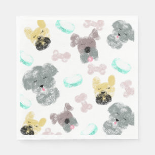 Hond Feest Patroon Roze Blauw Servet