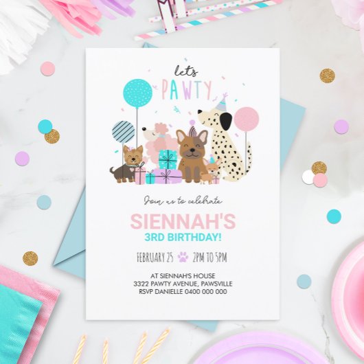 Hond Feest Uitnodiging Puppy Uitnodiging Meisje