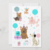 Hond Feest Uitnodiging Puppy Uitnodiging Meisje (Achterkant)