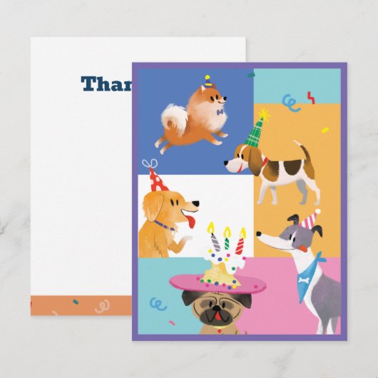 Hond Feestje Bedankkaartjes Bedankkaart (Voorkant / Achterkant)
