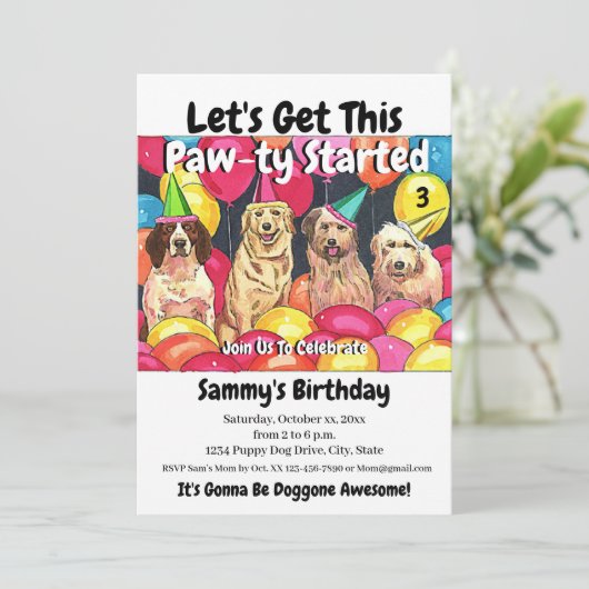 Hond Feestje Laten we deze Poot-ie Start Verjaarda Kaart (Staand voorkant)