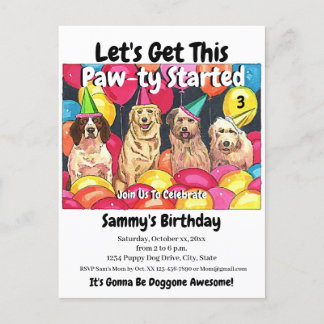 Hond Feestje Laten we dit Klauw-feest Beginnen Ver Briefkaart