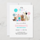 Hond Feestje Uitnodiging Puppy Uitnodiging Meisje (Voorkant)