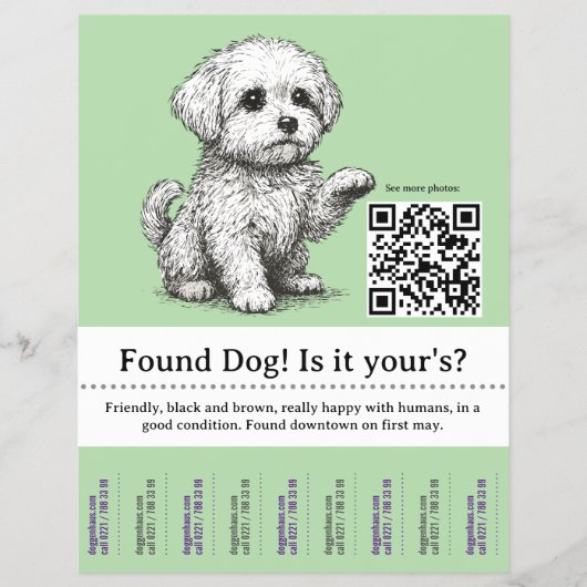 Hond Flyer Sjabloon Afscheur strook  (Voorkant)
