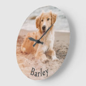 Hond Foto Aangepaste Naam Huisdier Afbeelding Stij Grote Klok (Hoek)