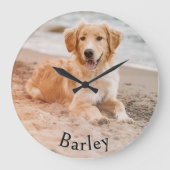 Hond Foto Aangepaste Naam Huisdier Afbeelding Stij Grote Klok (Voorkant)