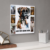 Hond Foto Boxer Personaliseer Vierkante Klok