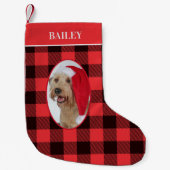 Hond foto Buffalo Plaid Kleine Kerstsok (Voorkant)