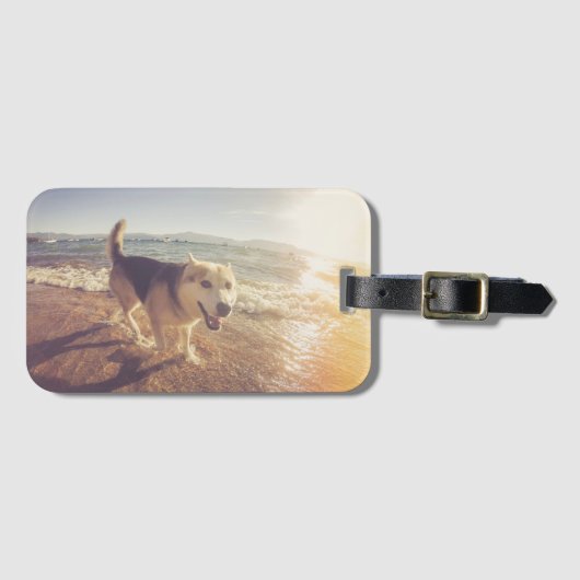 Hond foto cadeau gepersonaliseerd bagagelabel (Voorkant (horizontaal))