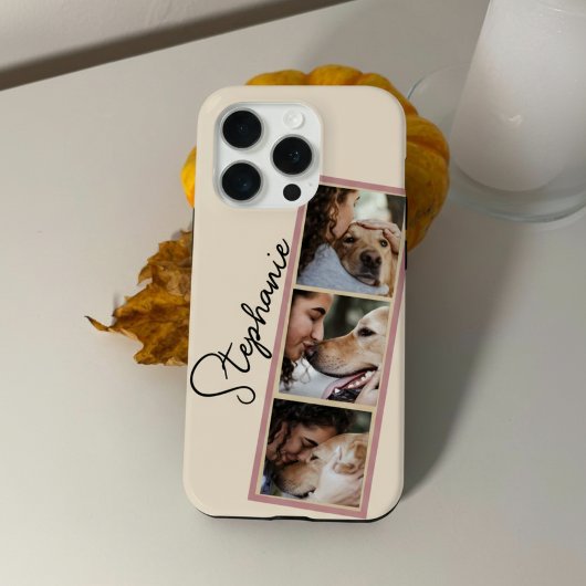Hond Foto Collage Naam Crème Huisdier Case-Mate iPhone Case