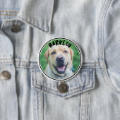 Hond foto en tekst gepersonaliseerd ronde button 7,6 cm (In situ)