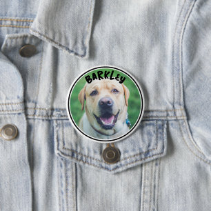 Hond foto en tekst gepersonaliseerd ronde button 7,6 cm
