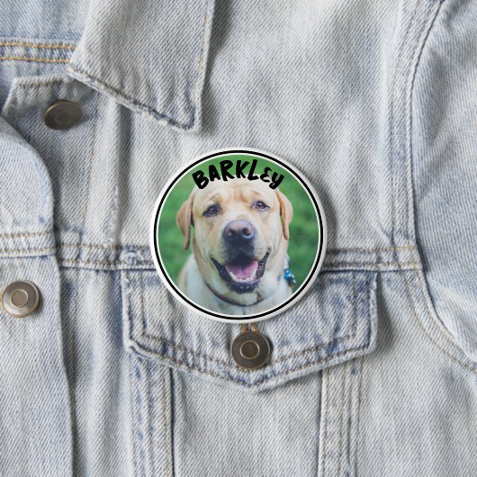 Hond foto en tekst gepersonaliseerd ronde button 7,6 cm (In situ)