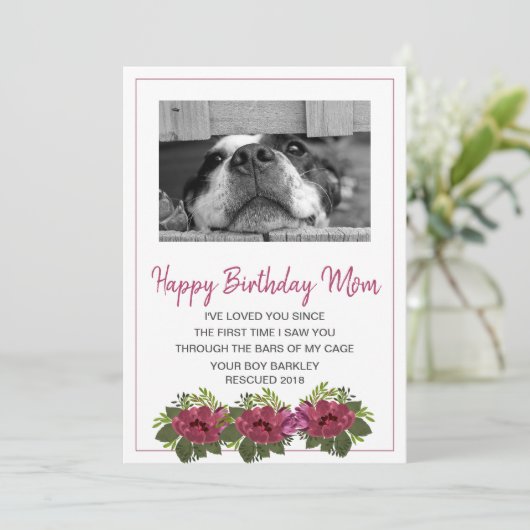Hond Foto Gelukkige Verjaardag Moeder Van Reddings Feestdagenkaart (Staand voorkant)