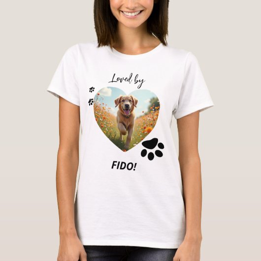 Hond foto hart liefde poten t-shirt (Voorkant)