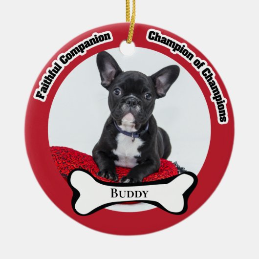 Hond Foto Herinnering Keramische Kerstbal Keramisch Ornament (Voorkant)