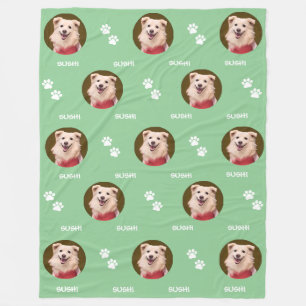 Hond Foto Huisdier Naam Paws Mint Groene Fleece De Deken