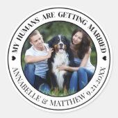 Hond Foto Huisdier Trouwen Save The Date Ronde Sticker (Voorkant)