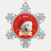 Hond Foto Kerst Ornament in Snowflake (Voorkant)