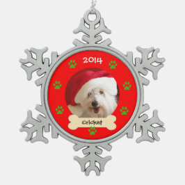 Hond Foto Kerst Ornament in Snowflake