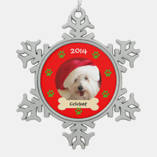 Hond Foto Kerst Ornament in Snowflake