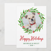 Hond foto Kerstkrans Feestdagenkaart (Voorkant / Achterkant)