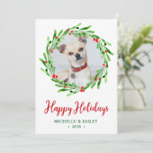 Hond foto Kerstkrans Feestdagenkaart (Staand voorkant)