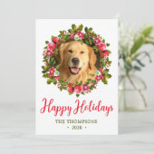 Hond foto Kerstkrans Feestdagenkaart (Staand voorkant)