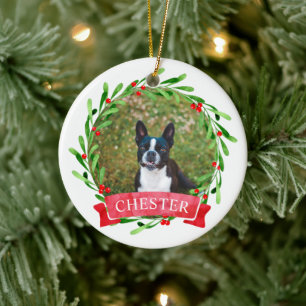Hond foto Kerstkrans Keramisch Ornament