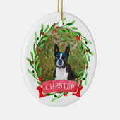 Hond foto Kerstkrans Keramisch Ornament (Rechts)