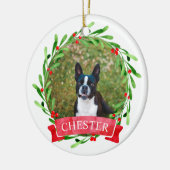 Hond foto Kerstkrans Keramisch Ornament (Links)