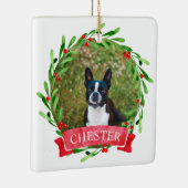 Hond foto Kerstkrans Keramisch Ornament (Rechts)