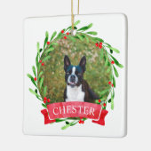 Hond foto Kerstkrans Keramisch Ornament (Links)