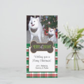 Hond Foto Kerstmis Groet Feestdagenkaart (Staand voorkant)