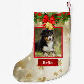 Hond Foto Leuke Kerstmis Kous Aangepaste Naam Kleine Kerstsok (Achterkant)