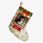 Hond Foto Leuke Kerstmis Kous Aangepaste Naam Kleine Kerstsok (Voorkant (Hangend))