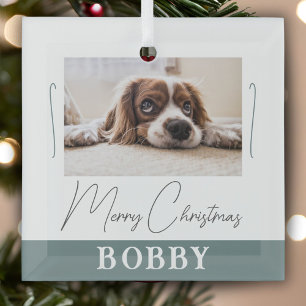 Hond Foto Minimalistisch Prettig Kerstfeest Glas Ornament