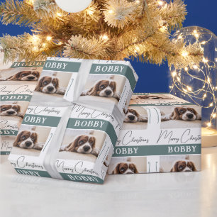 Hond Foto Minimalistische Vrolijk Kerstmis Modern Cadeaupapier