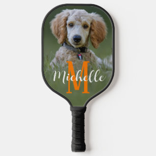 Hond Foto Moderne Monogram Script Naam Aangepaste  Pickleball Paddle