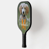 Hond Foto Moderne Monogram Script Naam Aangepaste Pickleball Paddle (Links)